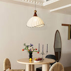 Lampe suspendue Abat-jour en tissu Plafonnier en bois