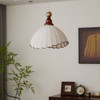 Lampe suspendue Abat-jour en tissu Plafonnier en bois