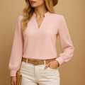 Haut élégant pour femme à col en V – blouse stylée pour le travail ou un look décontracté