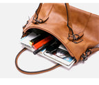 ERATO - Sac à main vintage en cuir souple de grande capacité avec bandoulière