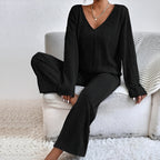 Isla | Striped V-neck Sweater Set