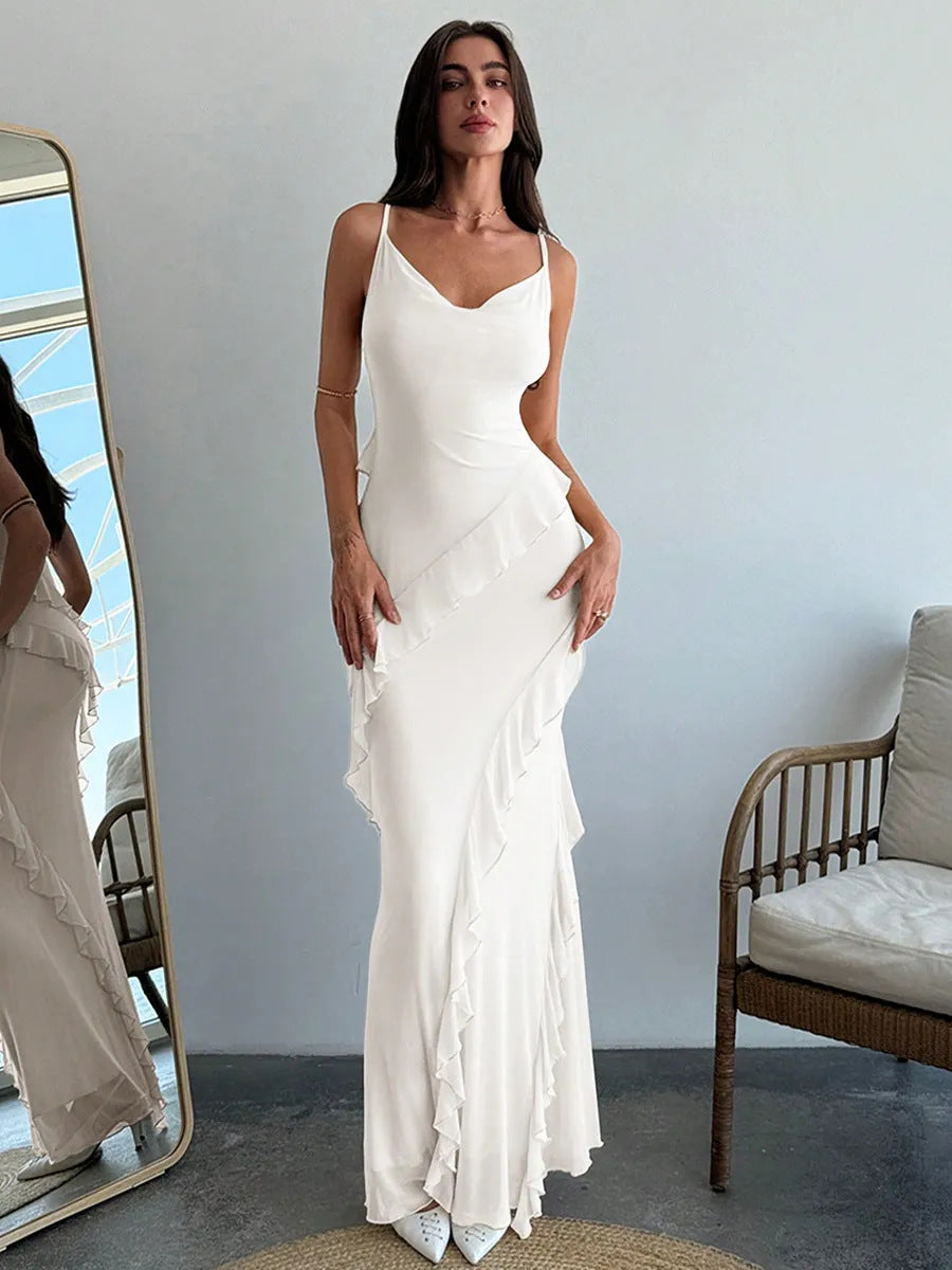 Robe Asymétrique Sans Manches À Volants