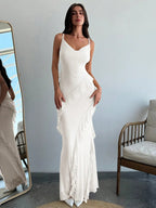Robe Asymétrique Sans Manches À Volants