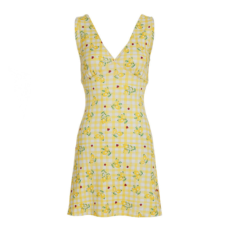 Jupe patineuse jaune dos nu, taille resserrée
