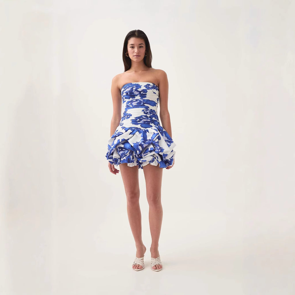 Mini-robe cache-cœur plissée à volants