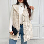 Gilet cardigan à capuche en peluche