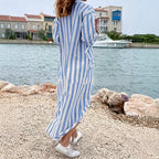 Chemise rayée coton-lin, style décontracté et respirant
