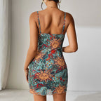 Robe bodycon sans bretelles motif soleil en mesh transparent
