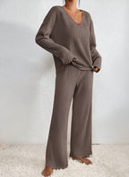 Isla | Striped V-neck Sweater Set