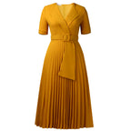 Robe midi taille haute ceinturée - Élégance intemporelle