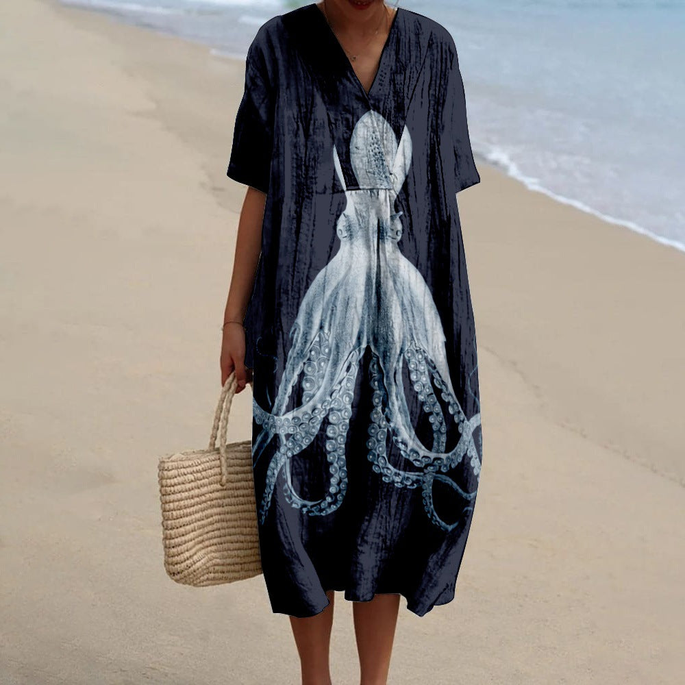 Floral print short-sleeved dress