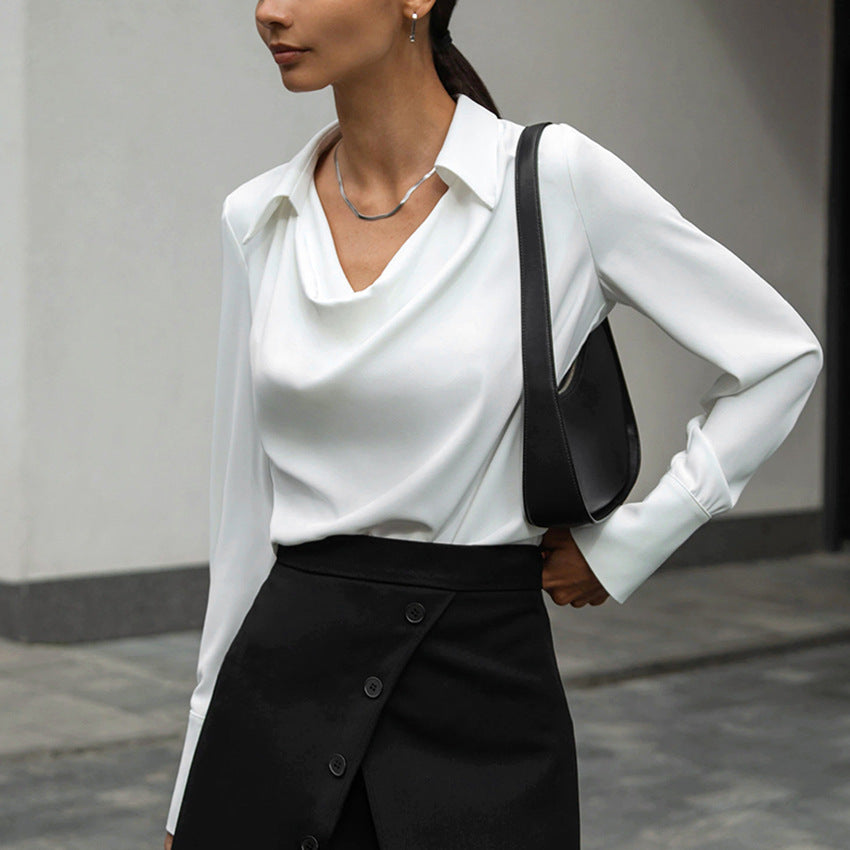 Chemise à manches longues et col irrégulier - Chic&Shines
