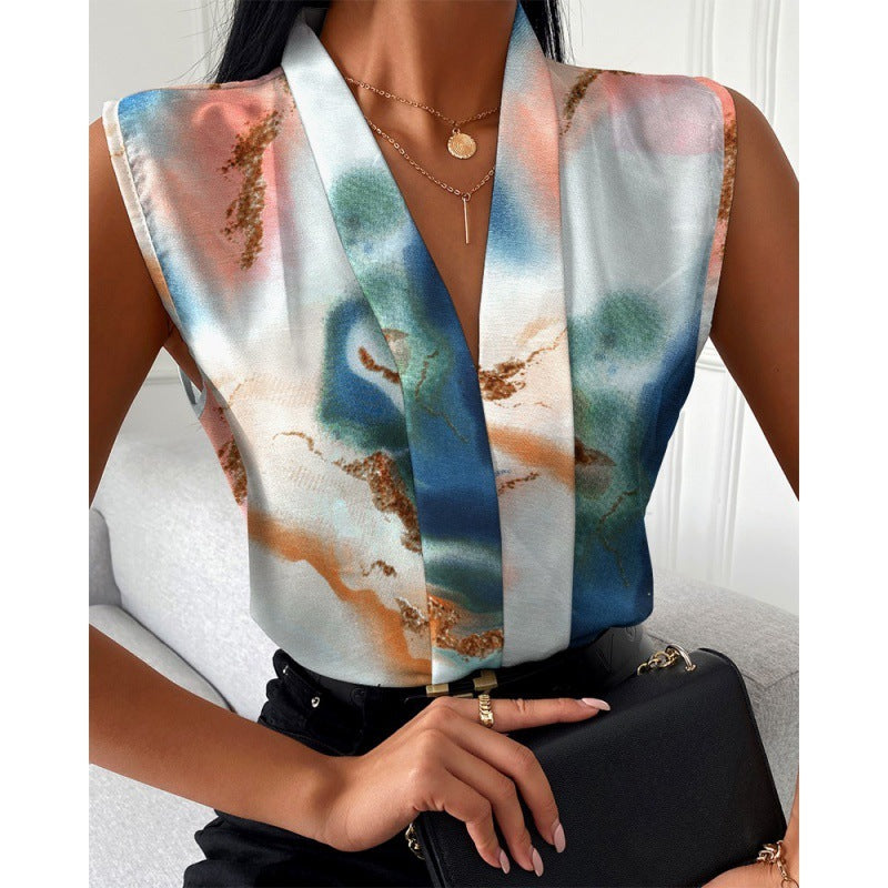 Haut sans manches col V imprimé - Chic&Shines