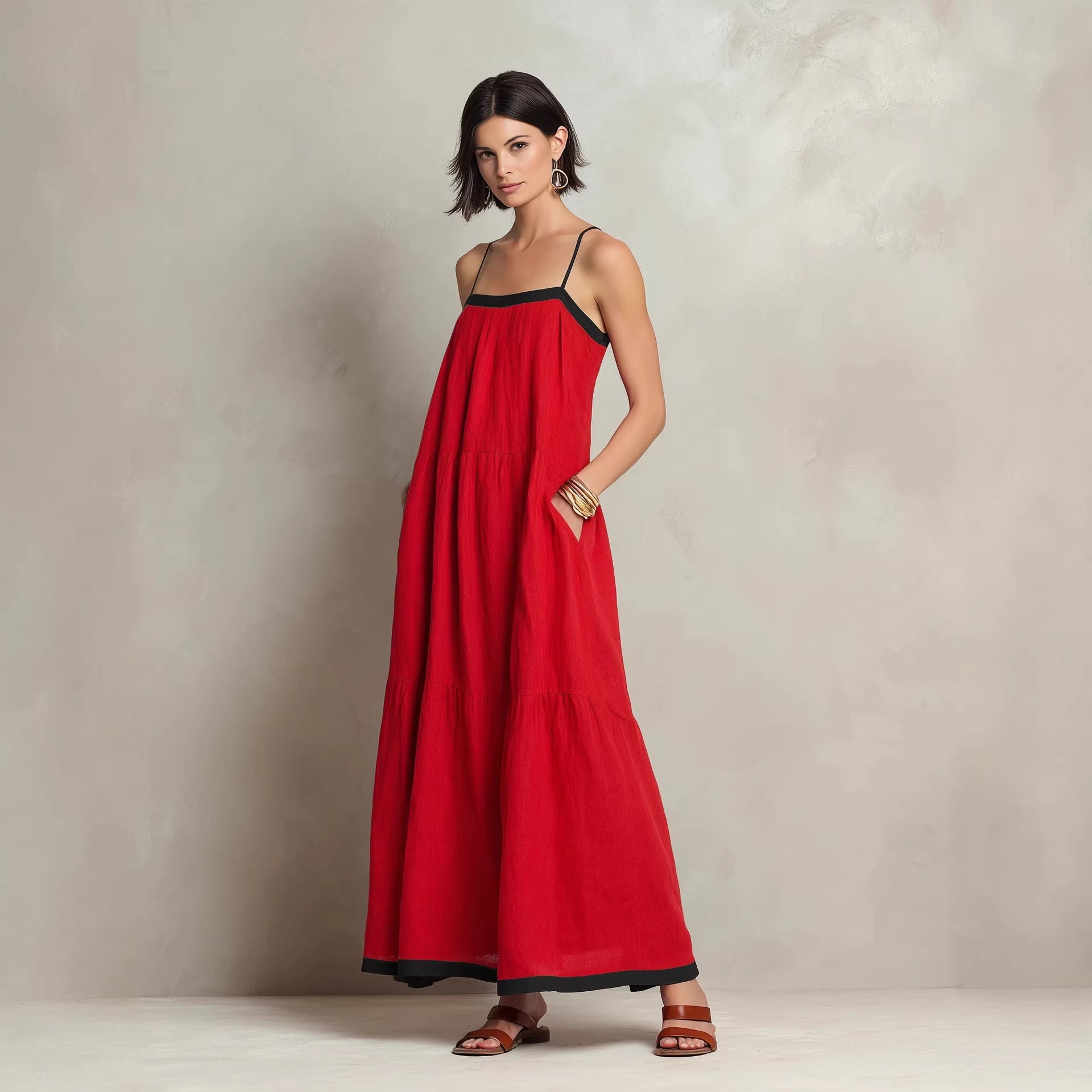 Robe longue lin fluide — élégance décontractée