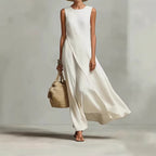 Robe longue asymétrique coupe épurée