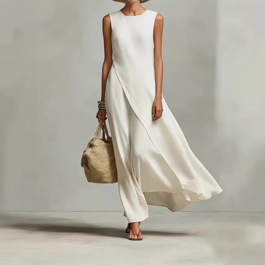 Robe longue asymétrique coupe épurée