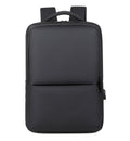 Sac à dos noir minimaliste, design moderne, compartiment pour ordinateur portable, idéal pour le travail et les voyages. Accessoire tendance et fonctionnel.