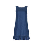 Mini-jupe denim bleu déstructurée à taille mid-rise