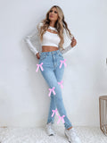 Jean slim stretch avec détail nœud