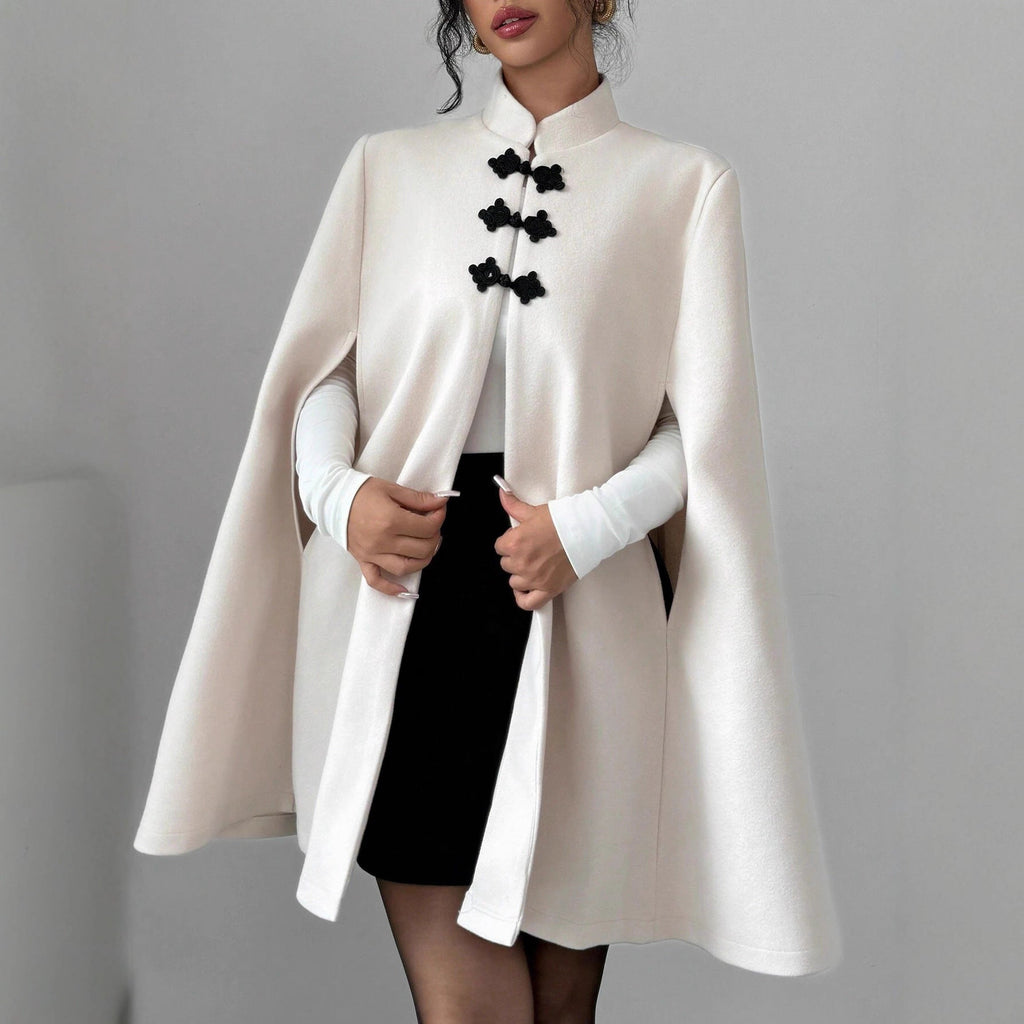 Stylish wool coat with frog fastenings