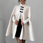 Stylish wool coat with frog fastenings