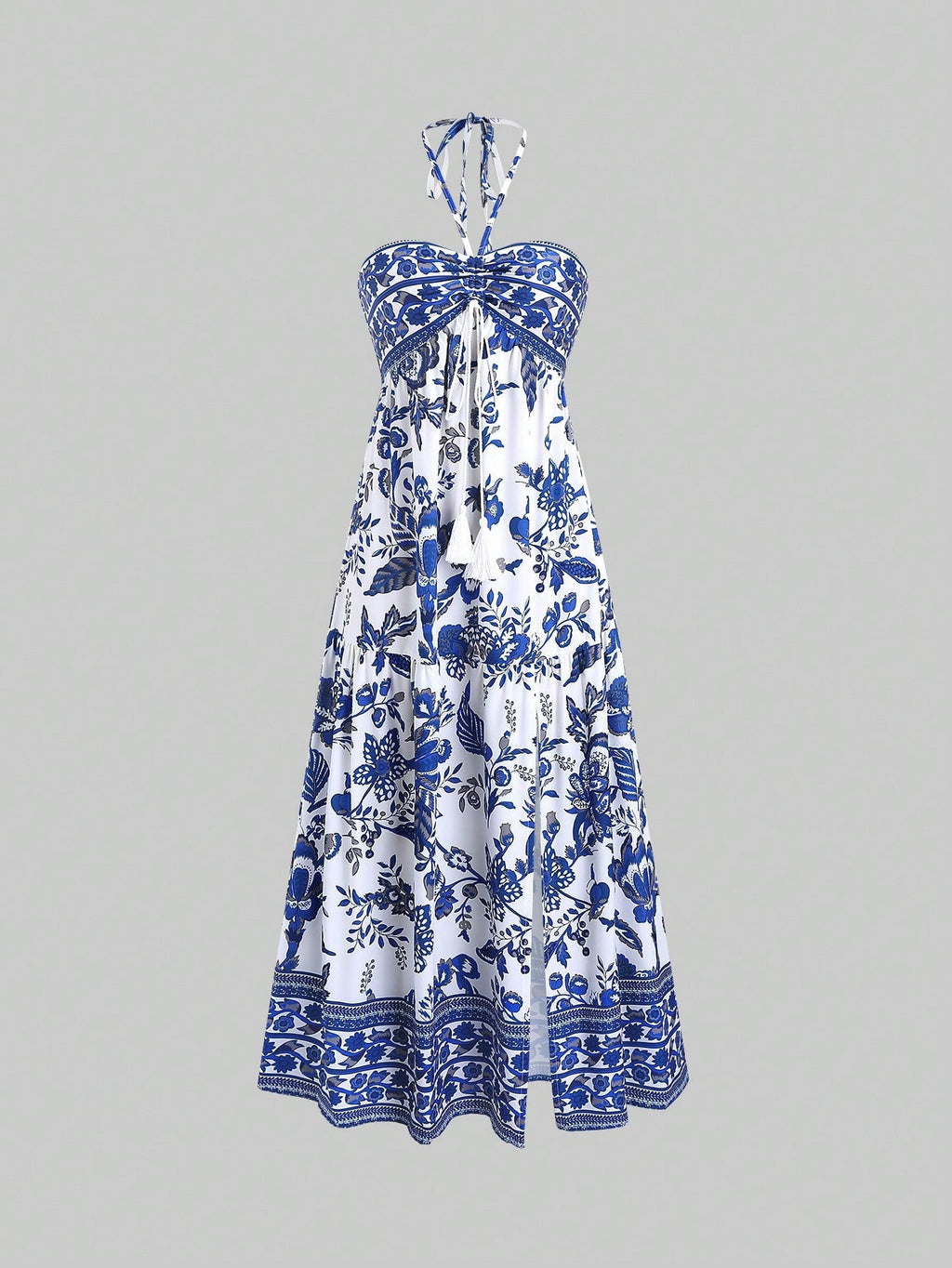 Robe tube fendue à motifs géométriques et laçage