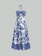 Robe tube fendue à motifs géométriques et laçage