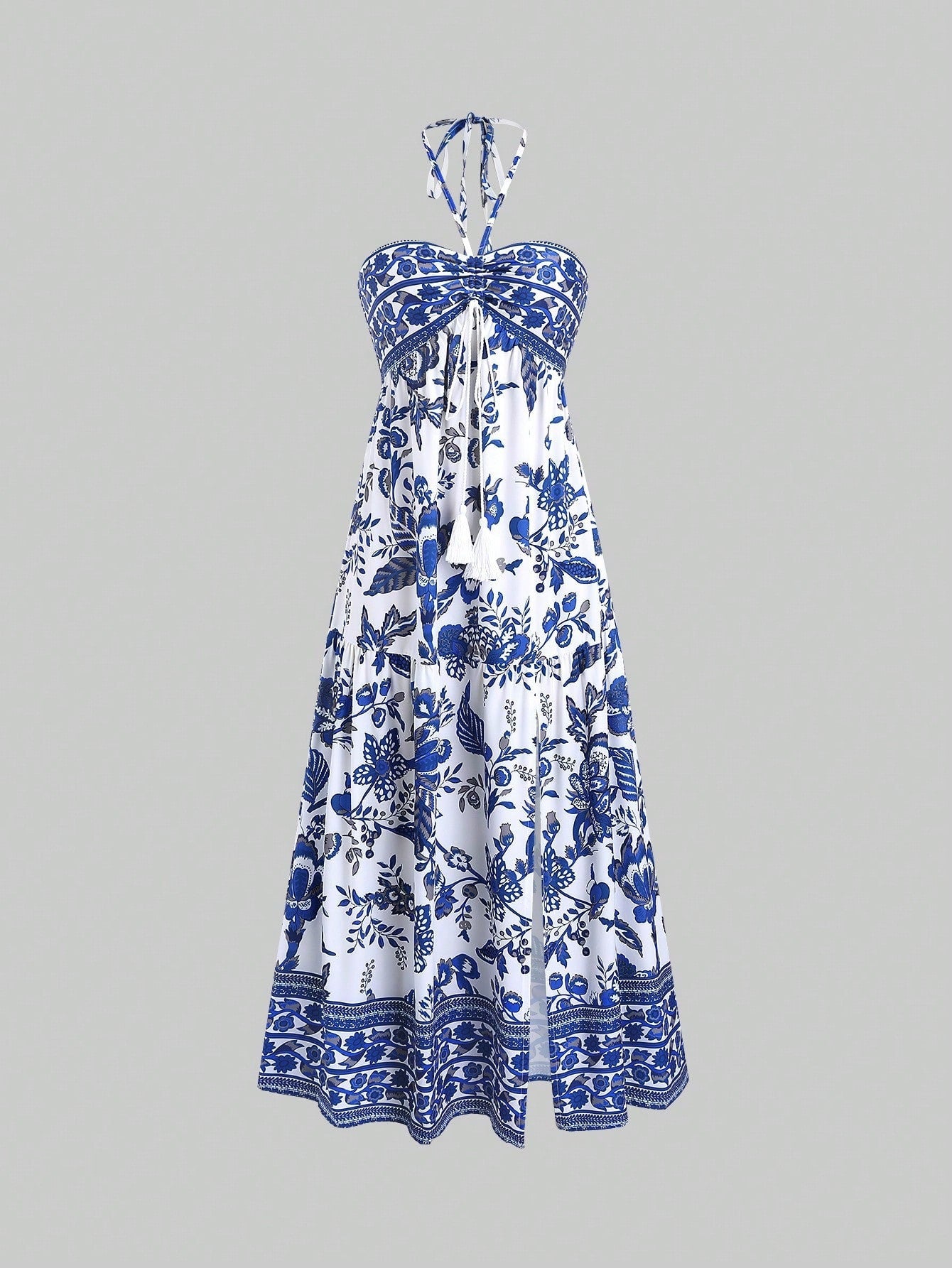 Robe tube fendue à motifs géométriques et laçage