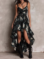 Slit chiffon maxi dress - Bohemian chic