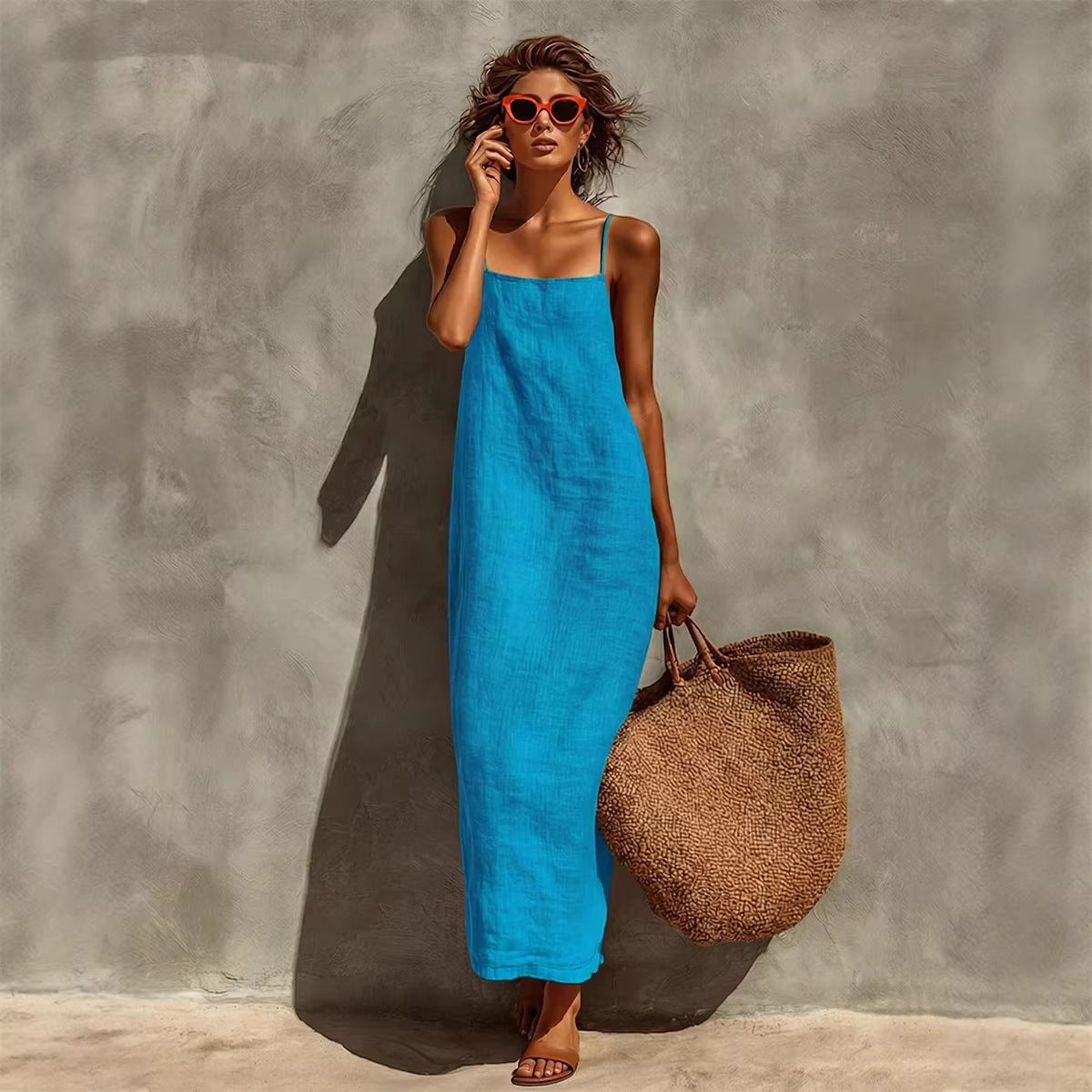 Sleeveless Square-Neck A-Line Dress