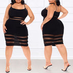 Robe courte à bretelles rayées taille mi-haute