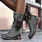 Bottes confortables en cuir vegan avec lacets pour l'automne