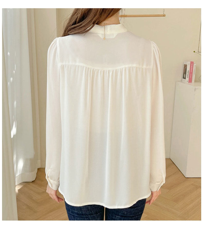 Chemise en mousseline manches longues et nœud