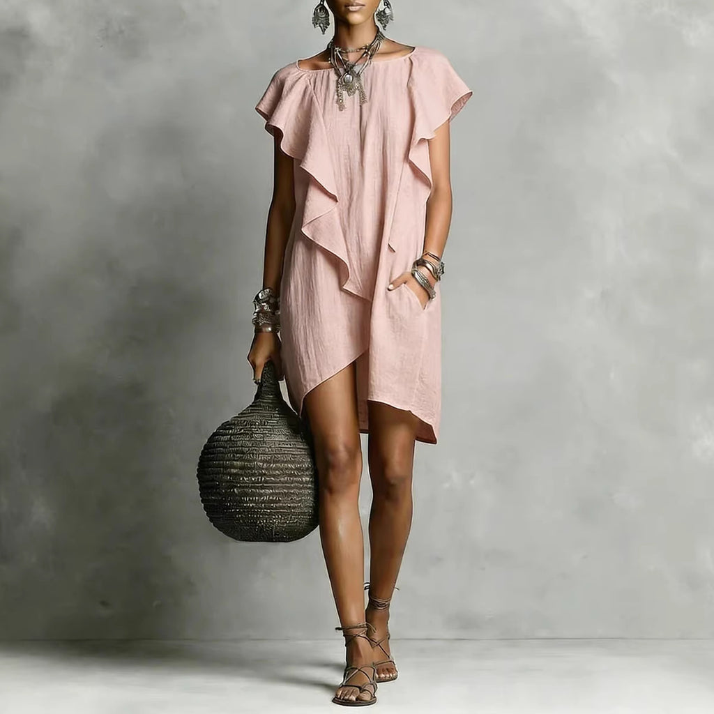 Solid short-sleeved dress — timeless colors
