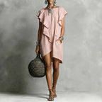 Solid short-sleeved dress — timeless colors