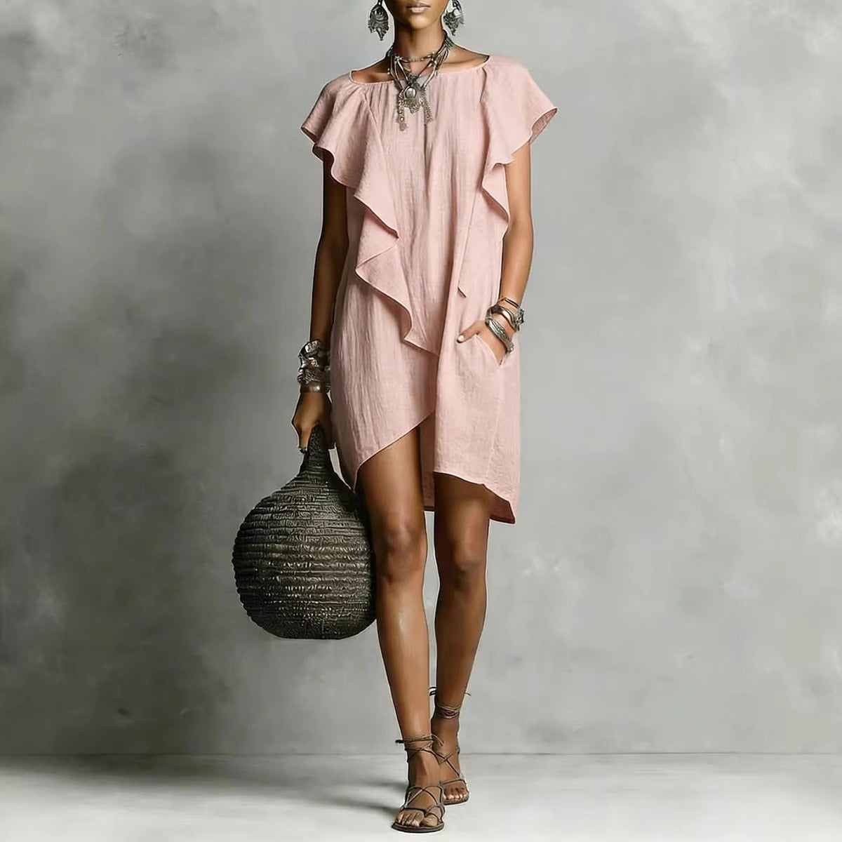 Solid short-sleeved dress — timeless colors