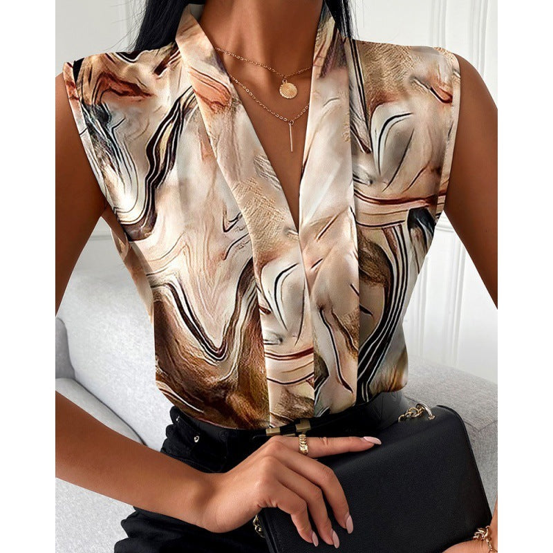 Haut sans manches col V imprimé - Chic&Shines