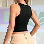 Gilet ajouré noir sans manches — coupe slim