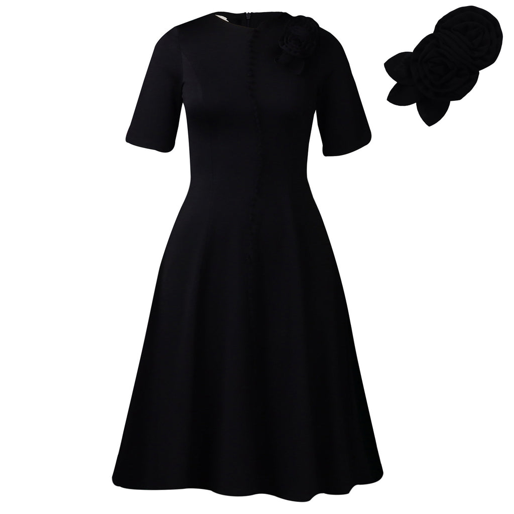 Robe midi col rond élégante - Design épuré et intemporel