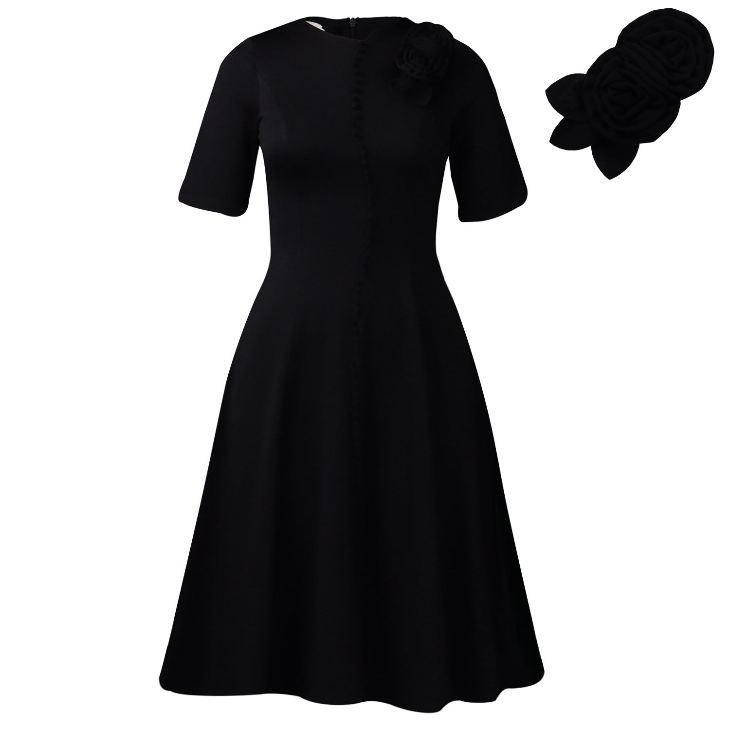 Robe midi col rond élégante - Design épuré et intemporel