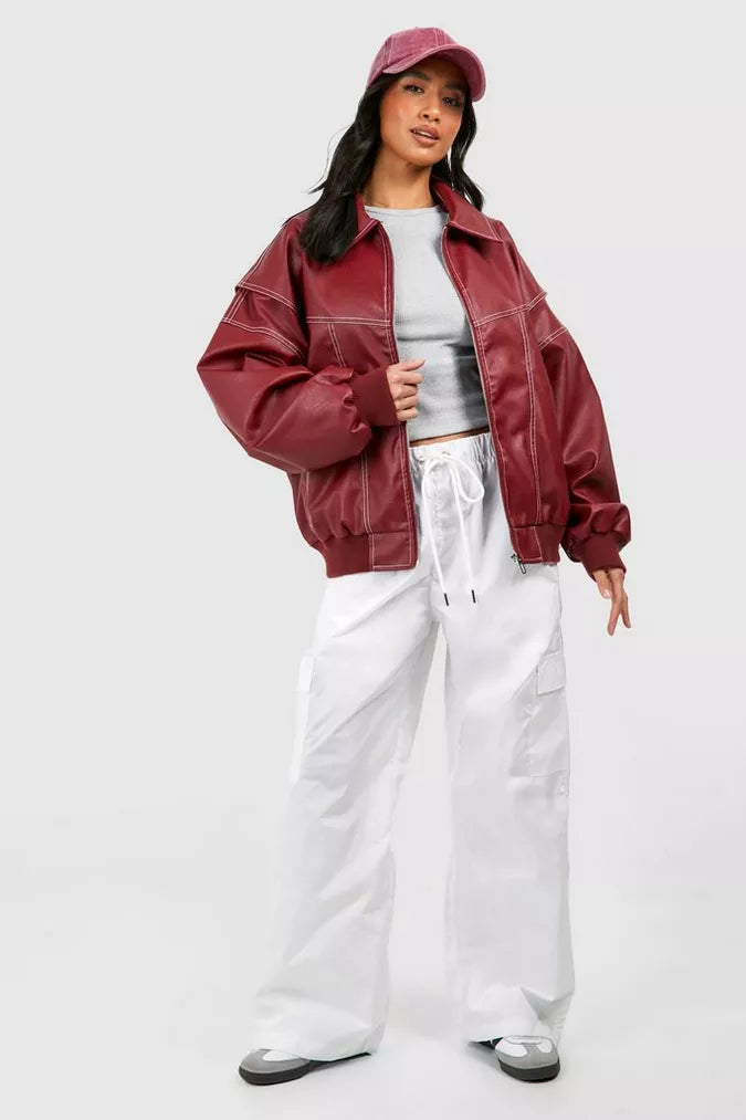 FrenchFaye - Autumn Oversized Leather Jacket