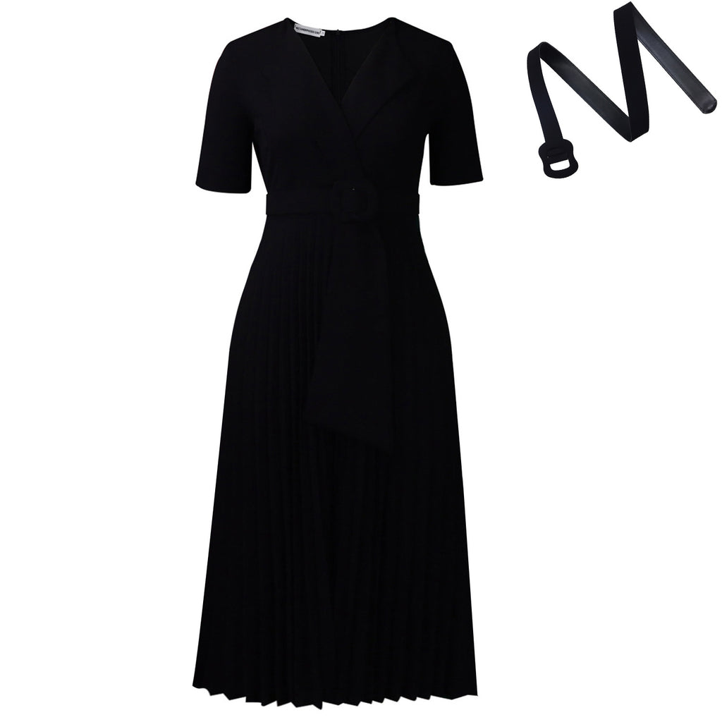 Robe midi taille haute ceinturée - Élégance intemporelle
