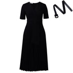 Robe midi taille haute ceinturée - Élégance intemporelle