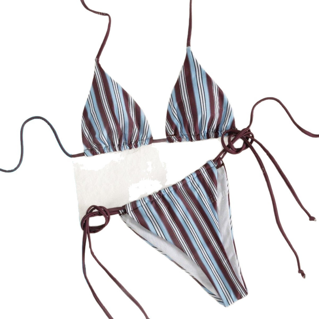 Laure — Maillot de bain à liens à nouer rayé