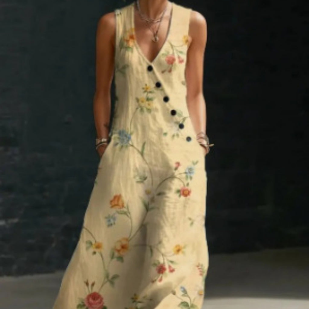 Robe-gilet unie à boutons, longueur médium