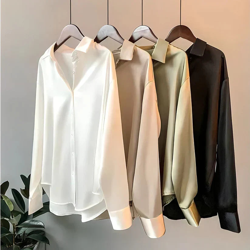 Fifine | Chemise en soie pour femme | Élégante, luxueuse & polyvalente | Parfaite pour l'automne