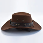 Chapeau de cow-boy | Modèle classique | Cuir végétal et jugulaire tressée | Modèle ajustable
