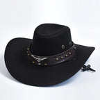 Chapeau de cow-boy | Modèle classique | Cuir végétal et jugulaire tressée | Modèle ajustable