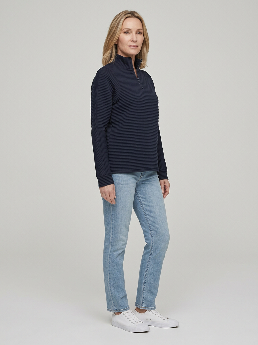Women's Half-Zip Ribbed Pullover – Soft, Casual, and Perfect for Everyday Wear