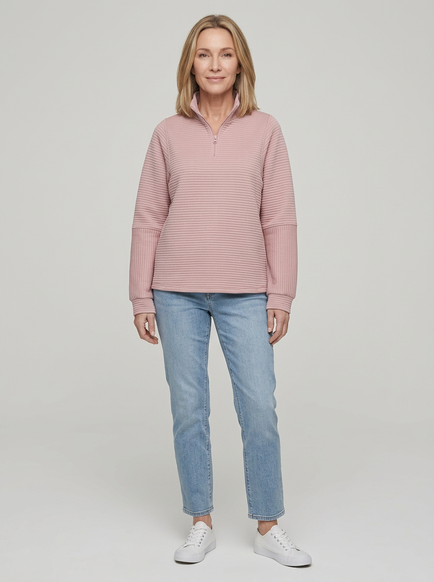 Women's Half-Zip Ribbed Pullover – Soft, Casual, and Perfect for Everyday Wear